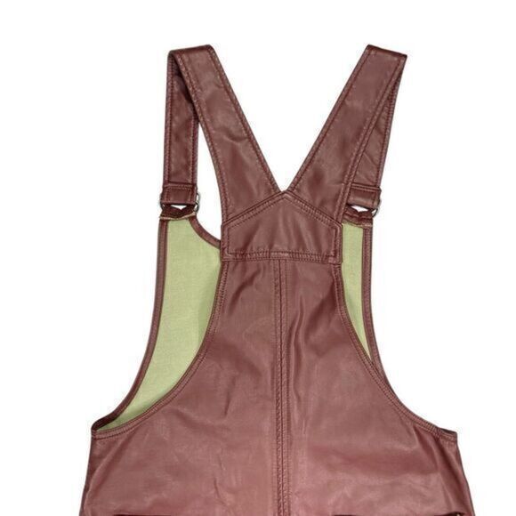 Free People Vegan Leather Dress Womens Size XS Burgundy Front Zip Western Mini - Picture 8 of 15